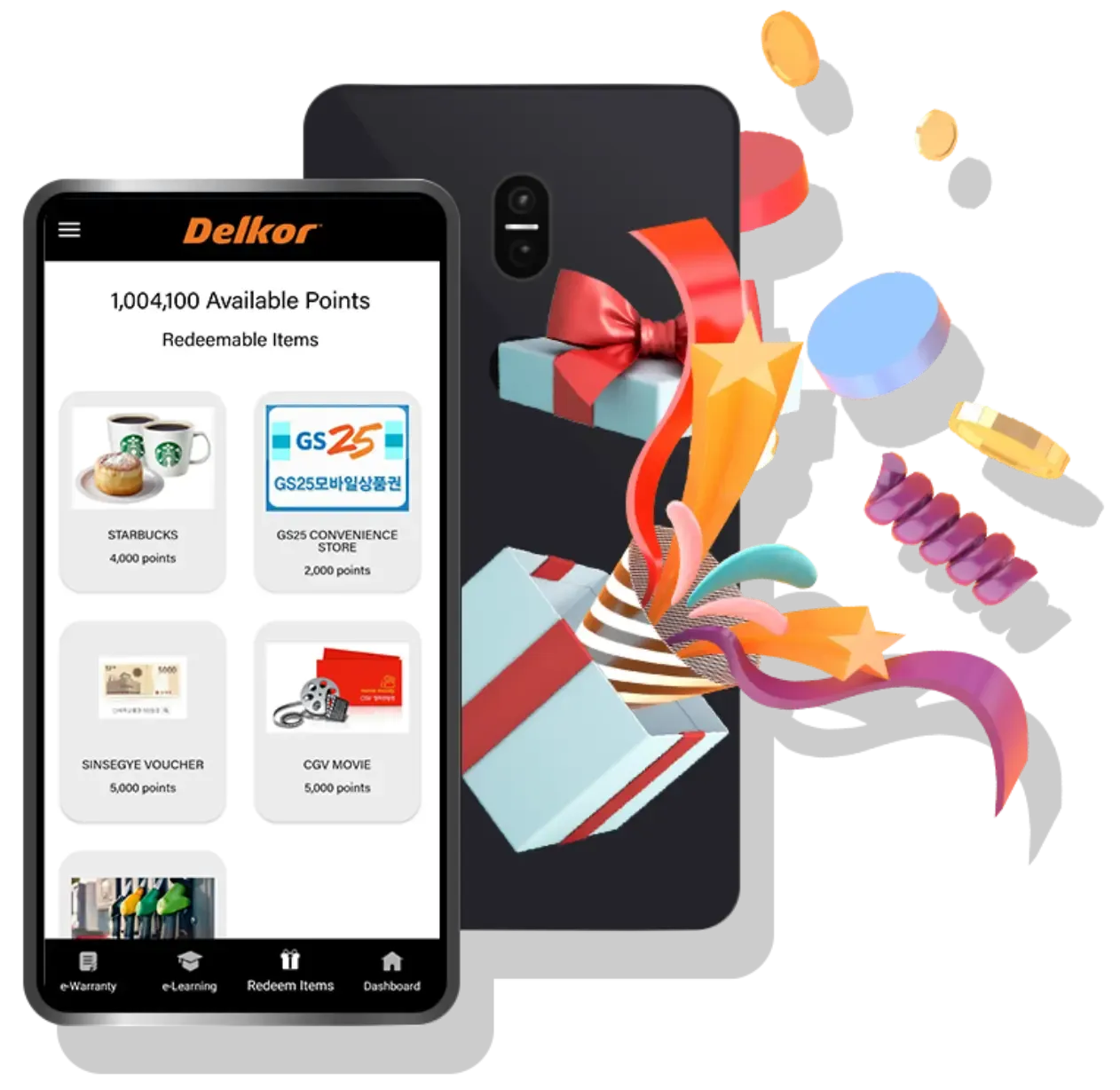 A mobile phone displaying Clarios' rewards app interface, highlighting Trinergy's innovative digital transformation solutions for driving sales and enhancing customer loyalty.