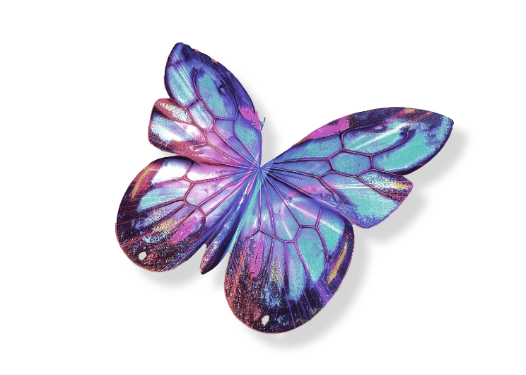 A vibrant, colorful butterfly representing Trinergy's transformative digital solutions
